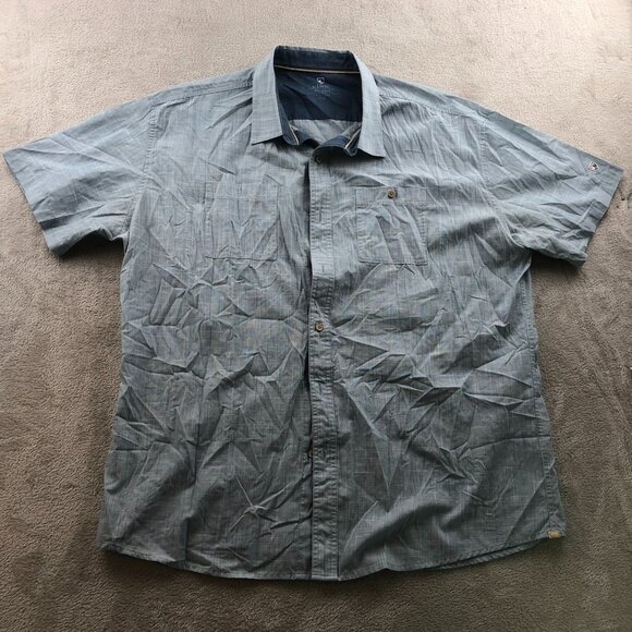 Kühl Men Shirt Size XXL Short Sleeve Button Up Blue Classic Casual Travel Pocket - Picture 12 of 13